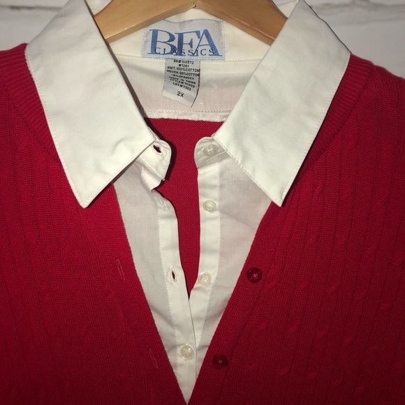 Red sweater with white cuffs plus sz 2X - Picture 2 of 2
